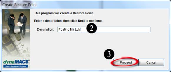 Create Restore Point - Proceed