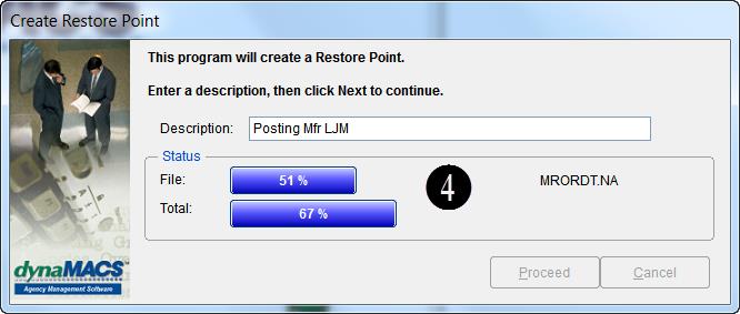 Create Restore Point - Processing