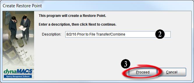 Create Restore Point Screen