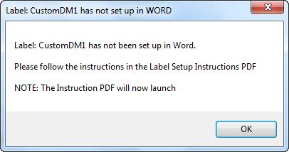 Error Msg - CustomDM1 Not Set Up