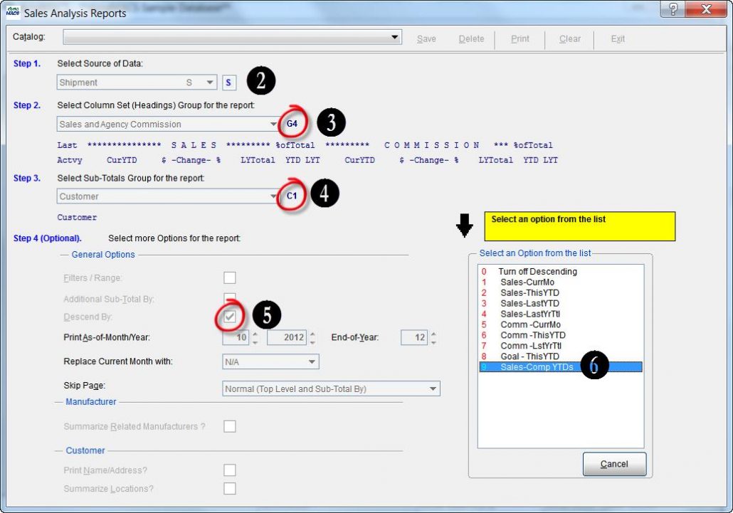 Sales Analysis Reports Screen 1