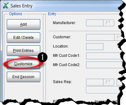 Sales Entry Screen 1